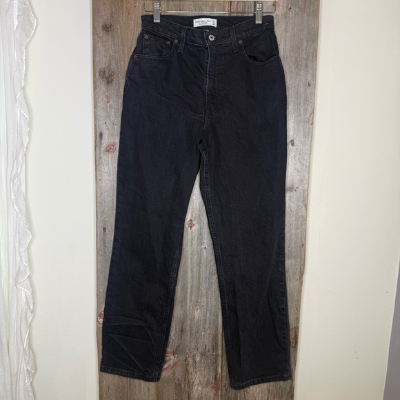 Abercrombie & Fitch Curve Love Ultra High Rise 90s Straight Jean Black Wash 27 S - Picture 12 of 12